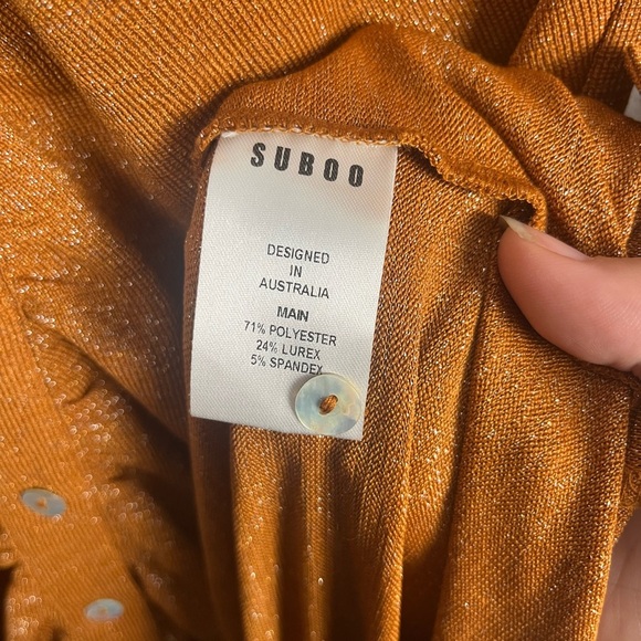 Suboo Revolve Asha Lurex Shirt Dress in Rust size medium midi sexy - Picture 6 of 9